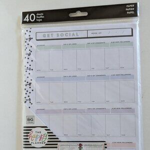 NWT Happy Planner Get Social 40 pgs Classic Social Media Tasks Sheet Paper NEW